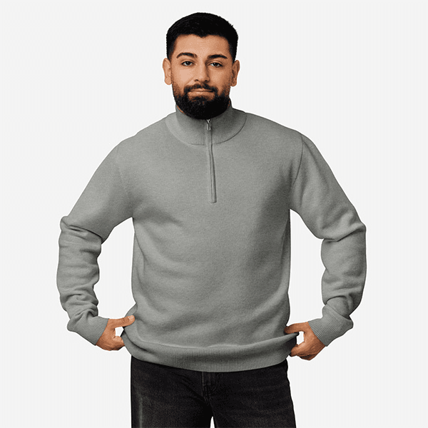 Unisex Knitted Quarter Zip Sweater